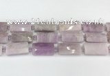 CTB854 13*25mm - 15*28mm faceted flat tube kunzite beads