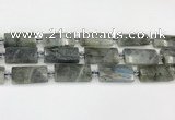 CTB857 13*25mm - 15*28mm faceted flat tube labradorite beads