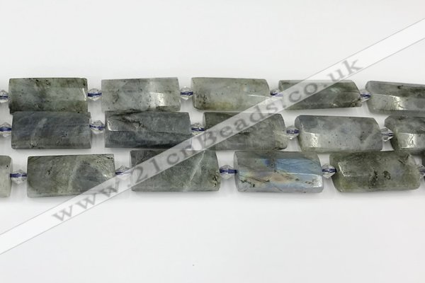 CTB857 13*25mm - 15*28mm faceted flat tube labradorite beads