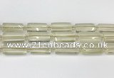 CTB858 13*25mm - 15*28mm faceted flat tube lemon quartz beads