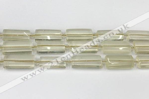 CTB858 13*25mm - 15*28mm faceted flat tube lemon quartz beads