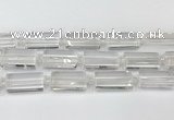 CTB860 13*25mm - 15*28mm faceted flat tube white crystal beads