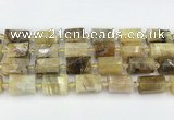 CTB871 13*25mm - 14*19mm faceted tube yellow opal beads