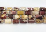 CTB873 13*25mm - 14*19mm faceted tube mookaite beads