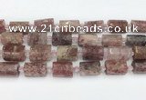 CTB879 13*25mm - 14*19mm faceted tube strawberry quartz beads