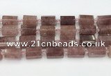 CTB880 13*25mm - 14*19mm faceted tube strawberry quartz beads