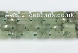 CTB881 13*25mm - 14*19mm faceted tube green rutilated quartz beads