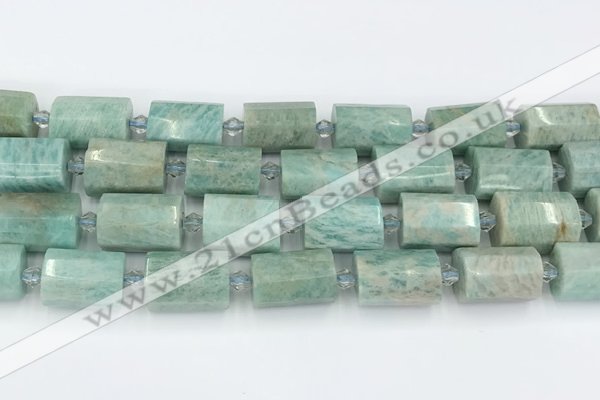 CTB882 13*25mm - 14*19mm faceted tube amazonite beads