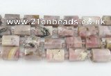 CTB883 13*25mm - 14*19mm faceted tube pink opal beads