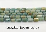 CTB897 15.5 inches 10*14mm faceted tube amazonite beads wholesale