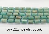 CTB898 15.5 inches 10*14mm faceted tube amazonite gemstone beads