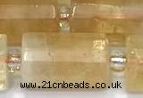 CTB907 15 inches 10*16mm faceted tube citrine beads