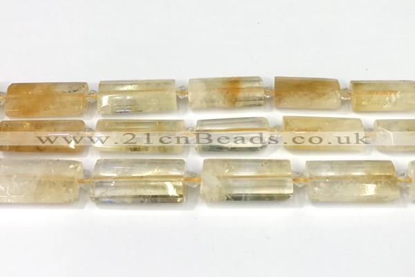 CTB918 13*25mm - 15*28mm faceted flat tube citrine beads