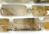 CTB919 13*25mm - 15*28mm faceted flat tube scenic quartz beads