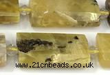 CTB927 13*25mm - 15*28mm faceted flat tube yellow opal beads