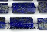 CTB935 13*25mm - 15*28mm faceted flat tube lapis lazuli beads