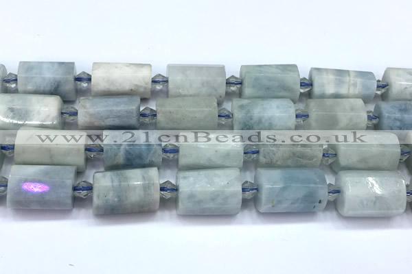 CTB940 15 inches 13*25mm - 14*19mm faceted tube aquamarine beads