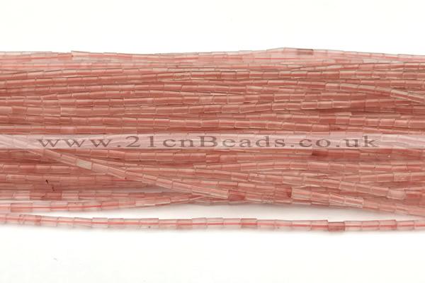 CTB968 15 inches 2*4mm tube cherry quartz beads