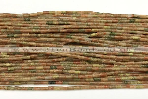 CTB974 15 inches 2*4mm tube unakite beads