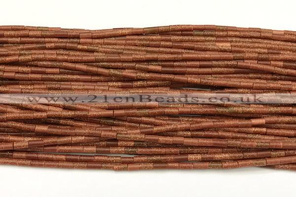 CTB989 15 inches 2*4mm tube goldstone beads