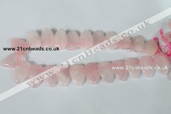 CTD01 Top drilled 22*30mm flat teardrop rose quartz beads