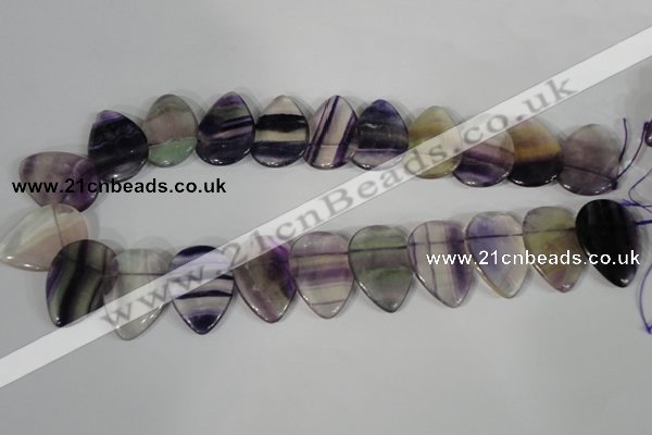 CTD06 Top drilled 22*30mm flat teardrop fluorite gemstone beads