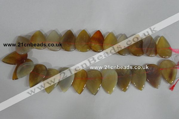 CTD08 Top drilled 22*30mm flat teardrop agate gemstone beads