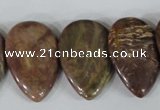 CTD09 Top drilled 22*30mm flat teardrop jasper gemstone beads