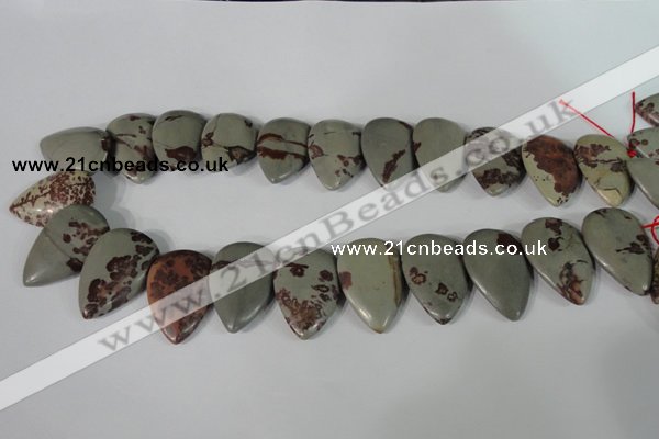 CTD11 Top drilled 22*30mm flat teardrop red artistic jasper beads