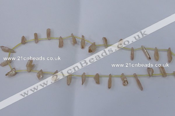 CTD1100 Top drilled 4*12mm - 5*18mm nuggets plated quartz beads