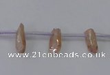 CTD1101 Top drilled 4*12mm - 5*18mm nuggets plated quartz beads