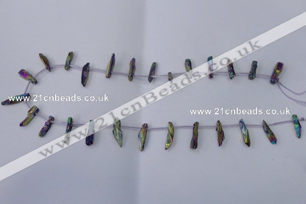 CTD1102 Top drilled 4*12mm - 5*18mm nuggets plated quartz beads