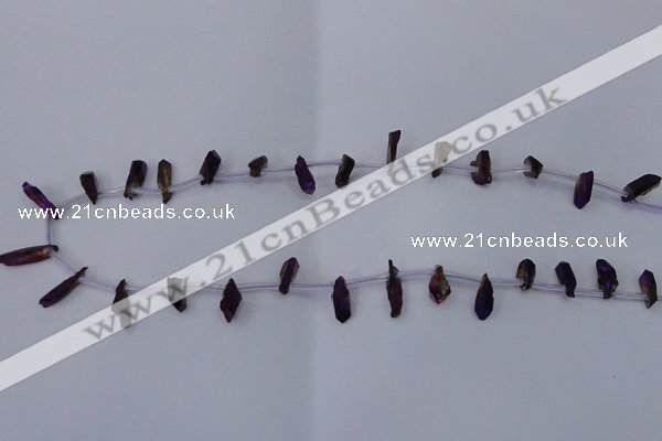 CTD1104 Top drilled 4*12mm - 5*18mm nuggets plated quartz beads