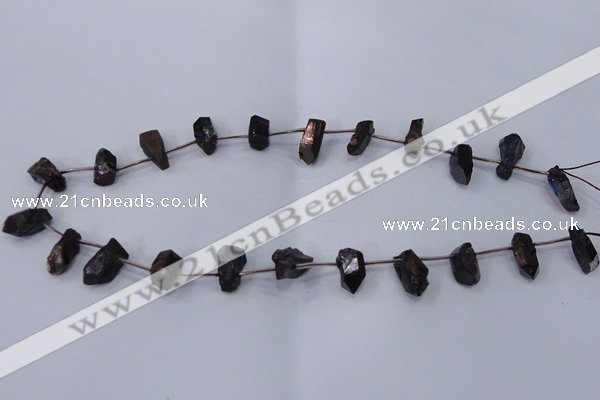 CTD1106 Top drilled 6*15mm - 8*18mm nuggets plated quartz beads