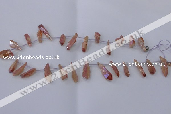 CTD1110 Top drilled 8*25mm - 10*30mm nuggets plated quartz beads