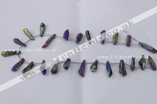 CTD1113 Top drilled 8*25mm - 10*30mm nuggets plated quartz beads