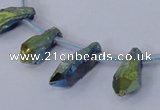 CTD1116 Top drilled 8*25mm - 10*30mm nuggets plated quartz beads