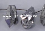 CTD1124 Top drilled 10*22mm - 12*30mm nuggets plated quartz beads