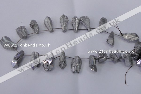 CTD1124 Top drilled 10*22mm - 12*30mm nuggets plated quartz beads