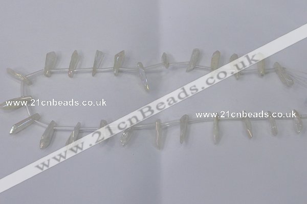 CTD1132 Top drilled 4*12mm - 6*20mm nuggets plated quartz beads