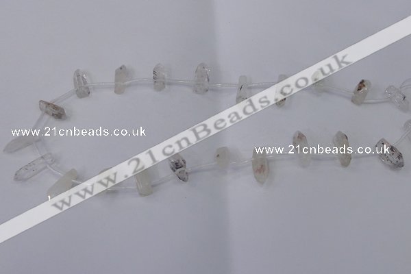 CTD1137 Top drilled 6*15mm - 8*20mm nuggets white crystal beads