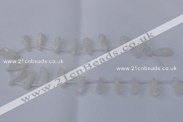 CTD1142 Top drilled 8*25mm - 10*30mm nuggets white crystal beads