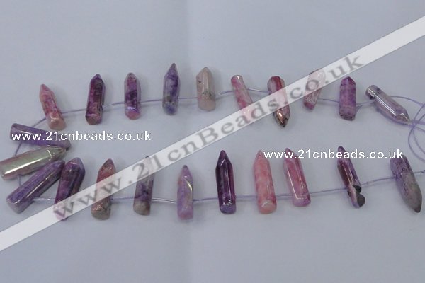 CTD1145 Top drilled 8*20mm - 10*30mm sticks plated quartz beads