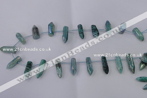 CTD1146 Top drilled 8*20mm - 10*30mm sticks plated quartz beads