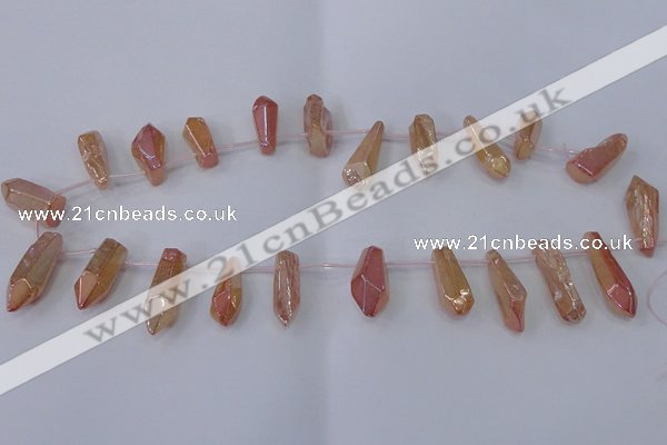 CTD1150 Top drilled 8*20mm - 10*30mm sticks plated quartz beads