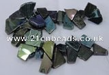 CTD1167 Top drilled 15*25mm - 30*40mm freeform plated agate beads