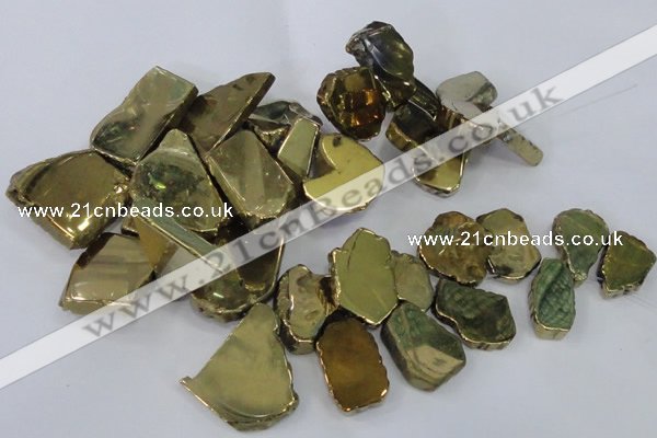 CTD1168 Top drilled 15*25mm - 30*40mm freeform plated agate beads