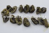 CTD1176 Top drilled 25*30mm - 35*40mm freeform plated druzy quartz  beads