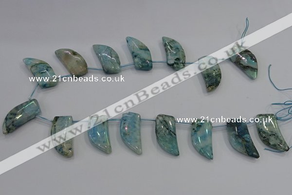 CTD1187 Top drilled 15*30mm - 16*32mm horn plated quartz beads