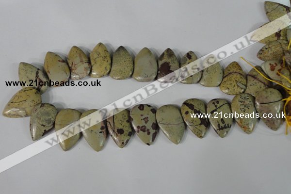 CTD12 Top drilled 22*30mm flat teardrop artistic jasper beads